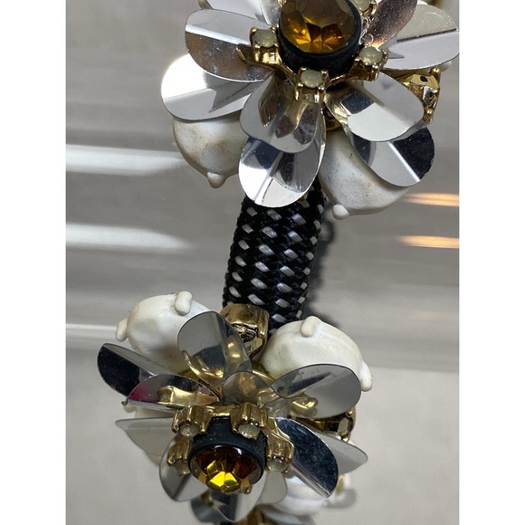 J. Crew RARE White/Black Stretch Braided Bracelet - Picture 3 of 7